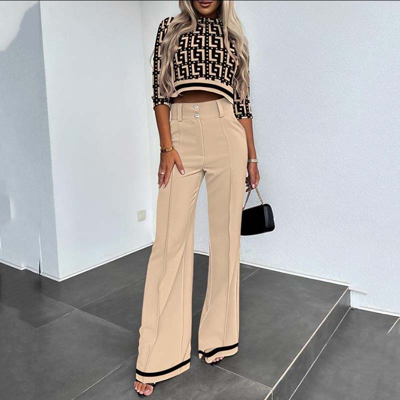 👚 Ensemble Femme Top Court & Pantalon Large – Élégant, Confortable & Tendance 👖