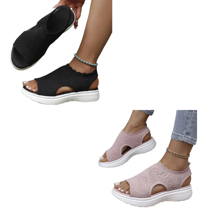 đĄ Sandales compensĂ©es en maille respirante pour femmes â lĂ©gĂšres et confortables