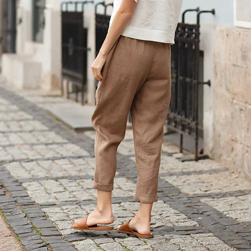 đ„Pantalon ample femme grande taille lin-coton