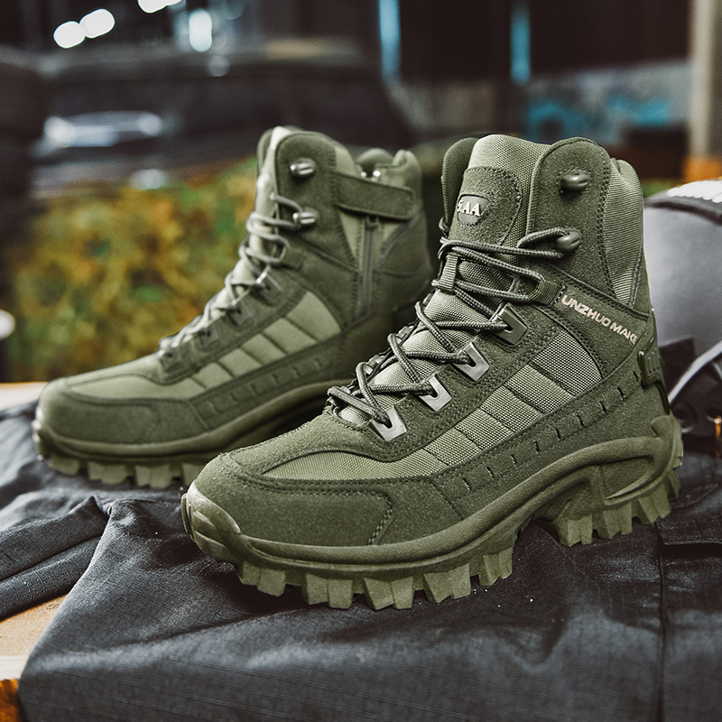 Bottes de Combat de Travail Imperméables pour Hommes, Extérieur Anti-Perforation, Bottes de l'Armée (Amélioration de la Durabilité)