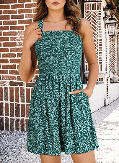 ⏰Hot Sale - 49% de réduction 💃Combinaison d'été sans manches pour femmes, décontractée, courte, avec poches, de couleur contrastée