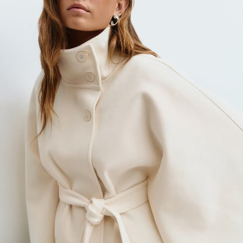 ⏳Spécial à durée limitée⏰Manteau-cape à col droit avec ceinture pour femme🧥