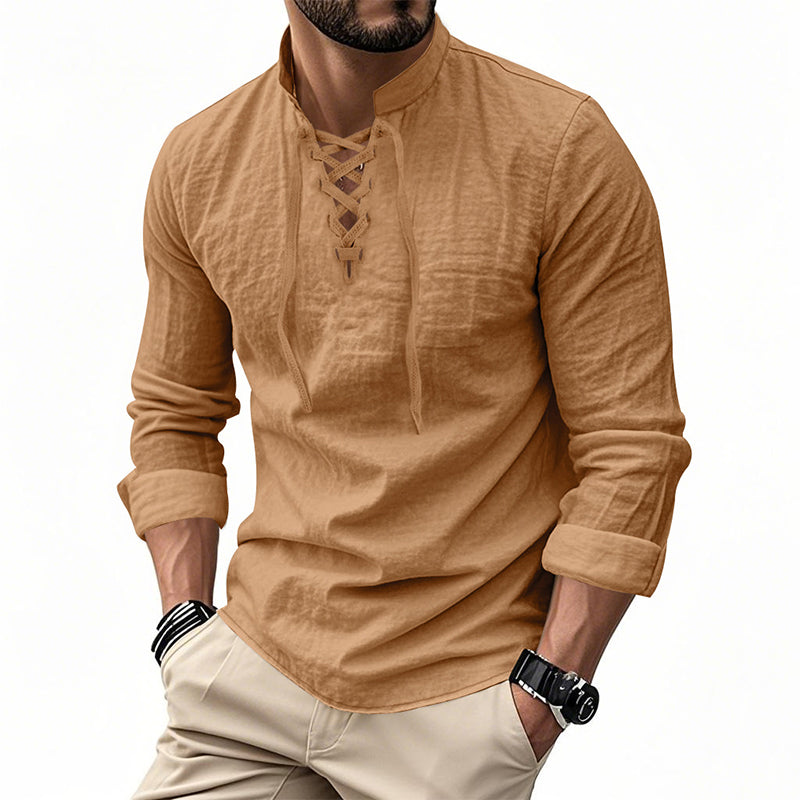 đ„Chemise unie en lin et coton mĂ©langĂ©s pour homme