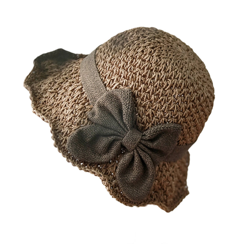 đđ PROMO -50% ! Chapeau de Soleil TressĂ© avec NĆud â Large Bord, Ajustable & Pliable pour Voyage (Kaki/Beige)