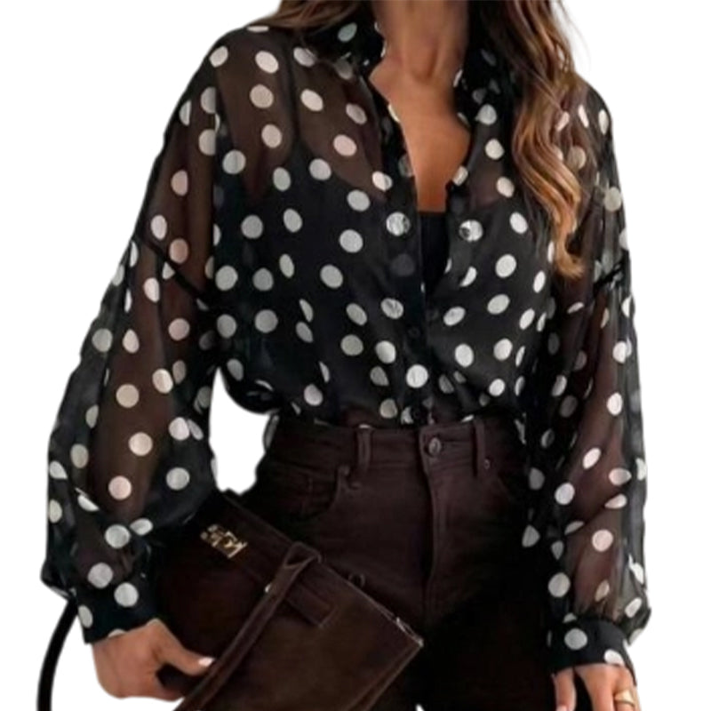 đâš Chemise Femme Ă Pois & Manches Bouffantes â Tissu LĂ©ger & Coupe Chic â°