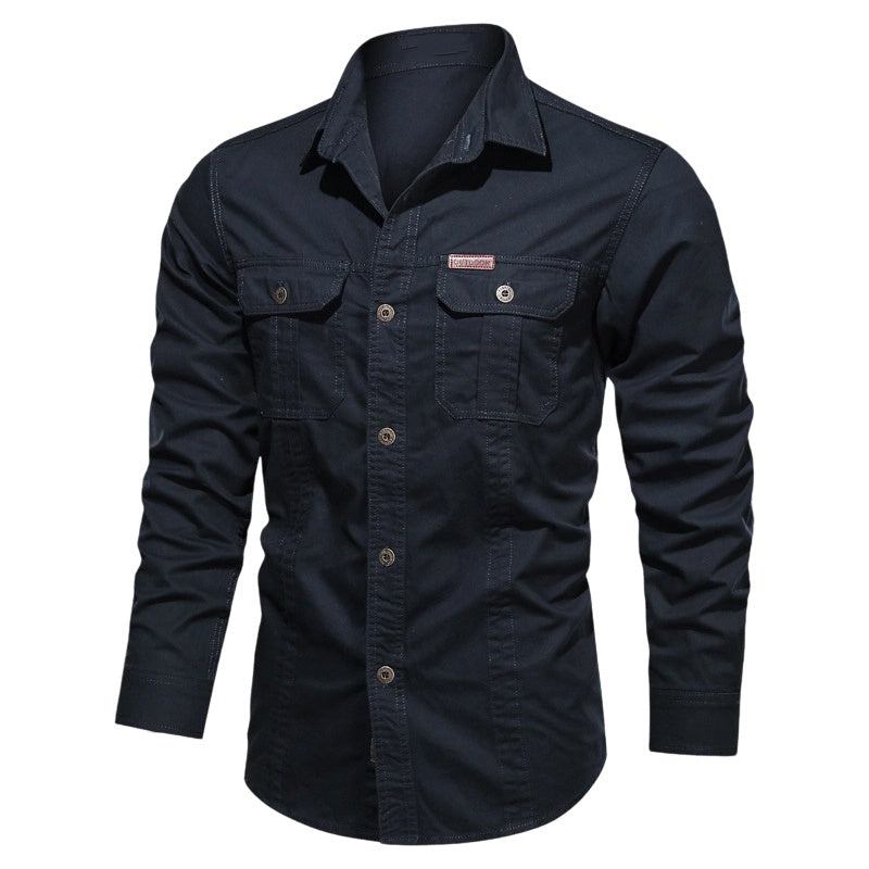 Chemise de travail en coton à manches longues pour homme