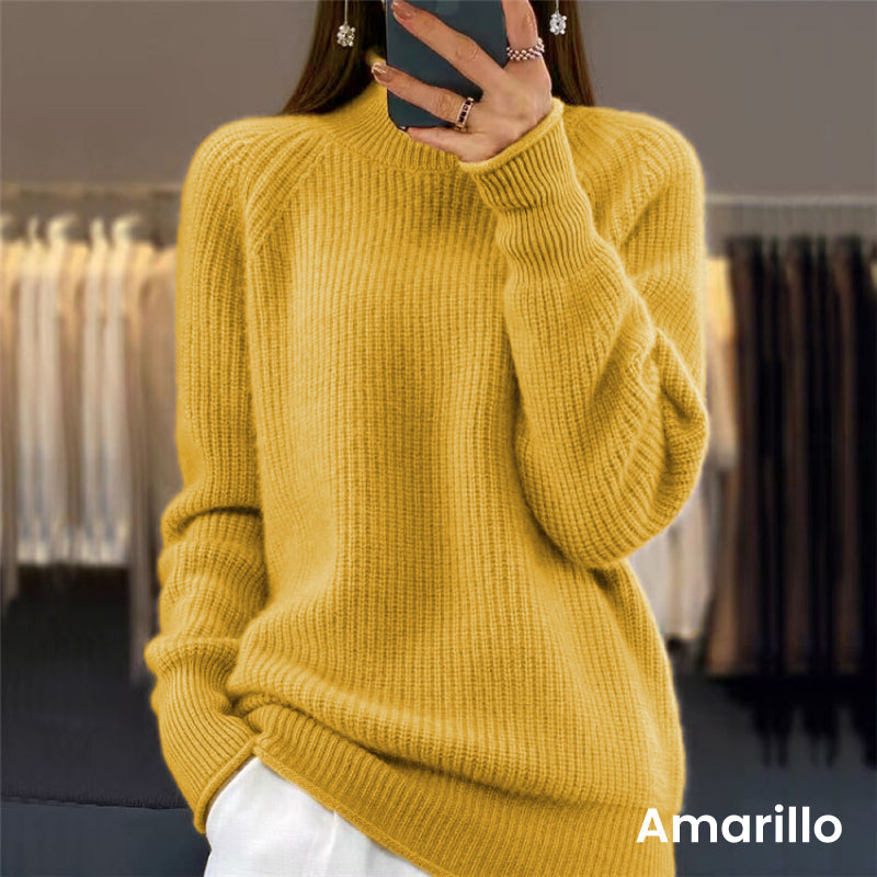 💥Remise pour le Nouvel An - 50% DE RÉDUCTION💥Pull-over unicolore simple à col montant pour femmes