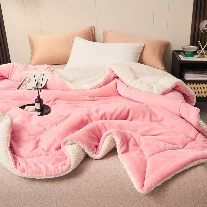 ❤️‍🔥Cadeau d'hiver🎁 Couverture en peluche d'agneau épaisse double couche