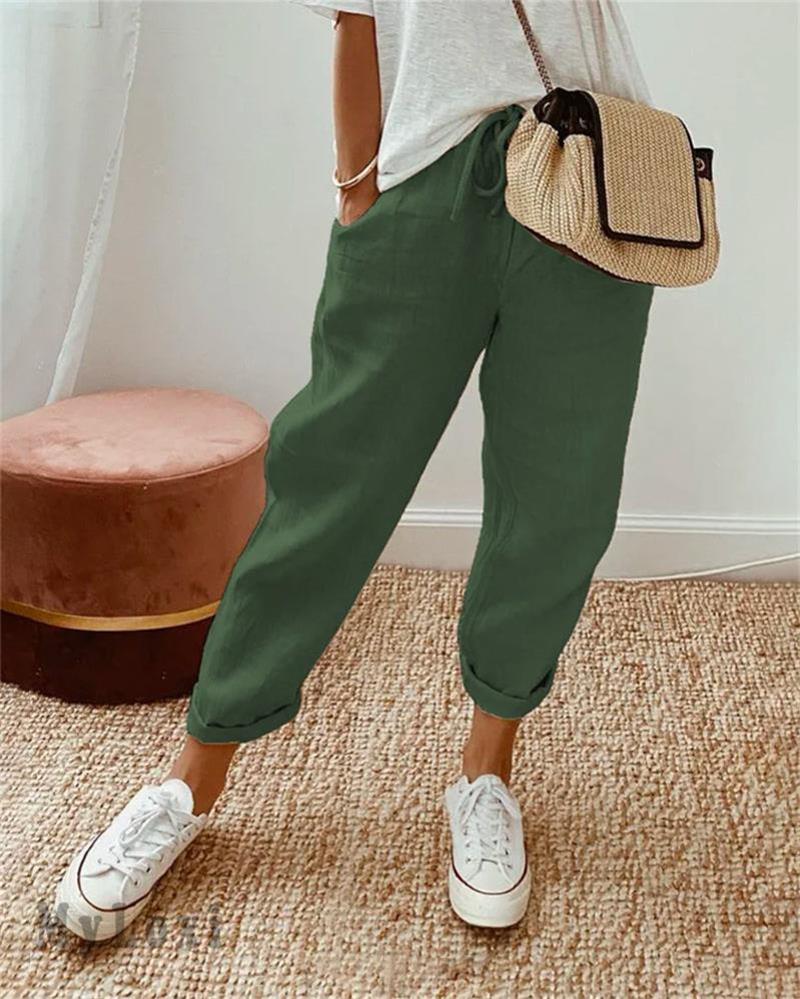 💕49% DE RÉDUCTION💕Pantalon décontracté en coton et lin pour femme