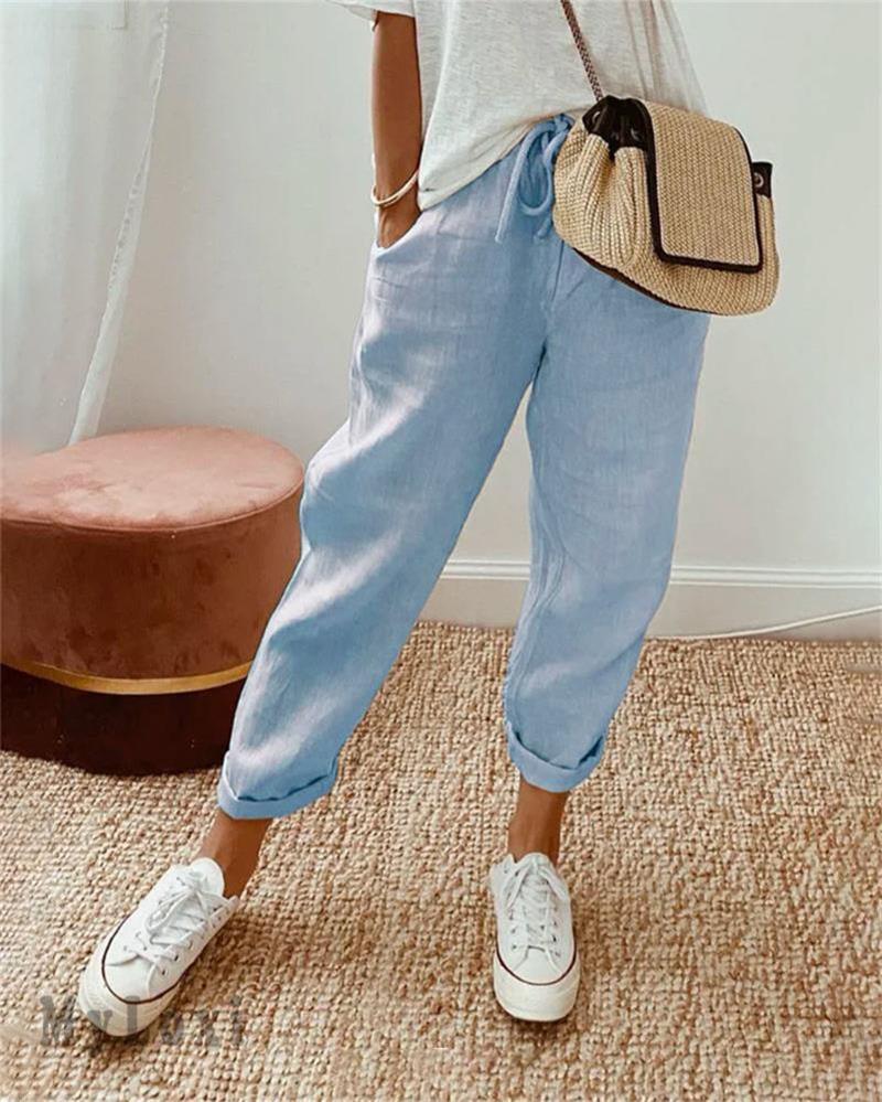 💕49% DE RÉDUCTION💕Pantalon décontracté en coton et lin pour femme