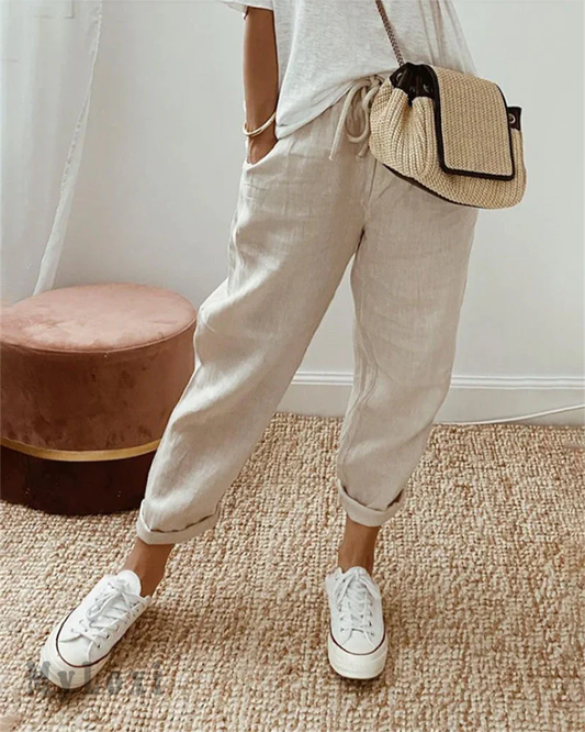 💕49% DE RÉDUCTION💕Pantalon décontracté en coton et lin pour femme