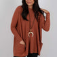 T-shirt ample à manches longues et col rond pour femme, en coton