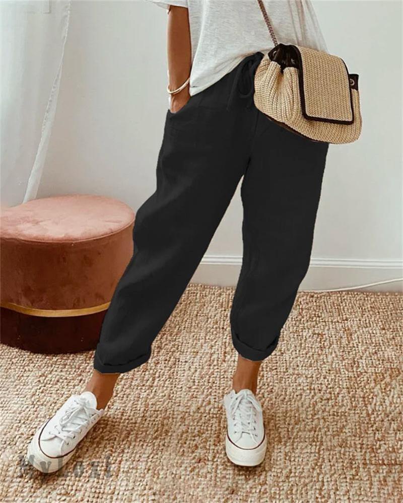 💕49% DE RÉDUCTION💕Pantalon décontracté en coton et lin pour femme