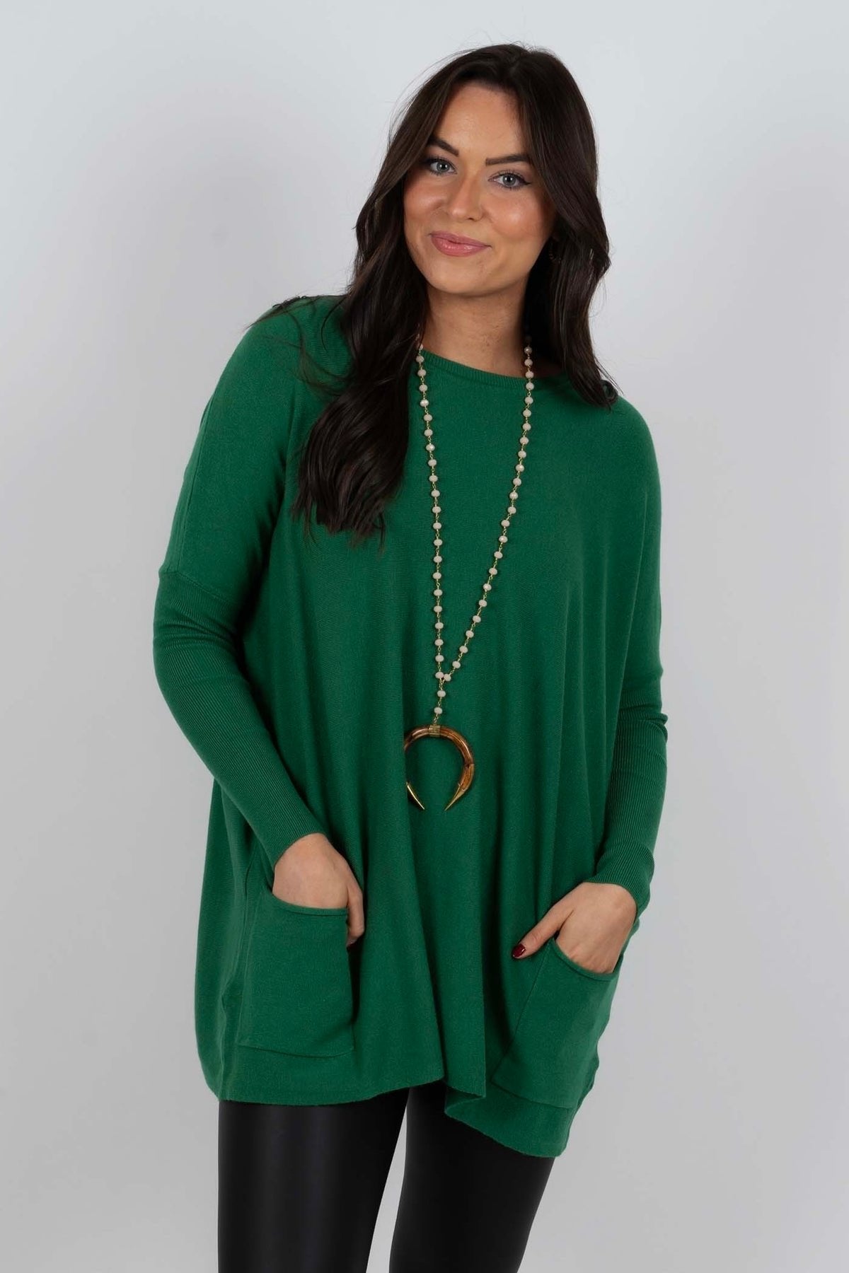 T-shirt ample à manches longues et col rond pour femme, en coton