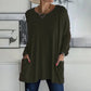 T-shirt ample à manches longues et col rond pour femme, en coton