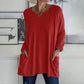 T-shirt ample à manches longues et col rond pour femme, en coton