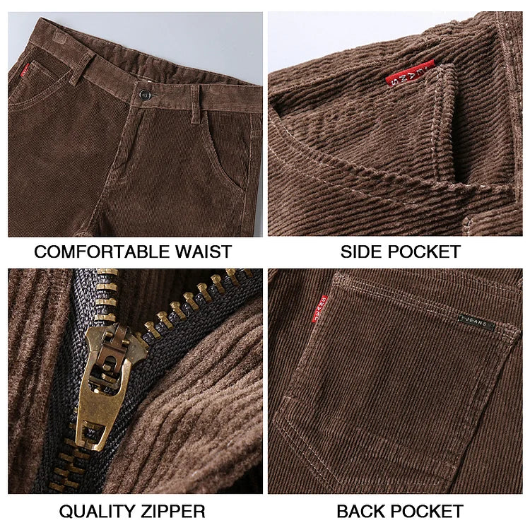 💝Deux pièces livraison gratuite💝Classic fit corduroy pantalon pour hommes（97% coton+ 3% spandex）