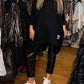 Haut ample asymétrique et pantalon uni, ensemble deux pièces