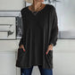 T-shirt ample à manches longues et col rond pour femme, en coton