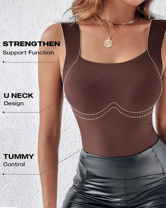 🏆Dernier jour de l'offre spéciale : 10,98 € !!💐 Débardeur thermique à col rond avec soutien-gorge intégré pour femmes