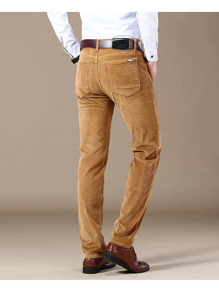 💝Deux pièces livraison gratuite💝Classic fit corduroy pantalon pour hommes（97% coton+ 3% spandex）