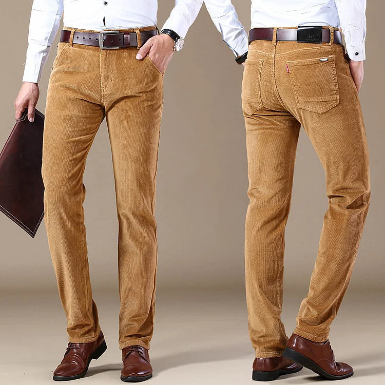 💝Deux pièces livraison gratuite💝Classic fit corduroy pantalon pour hommes（97% coton+ 3% spandex）