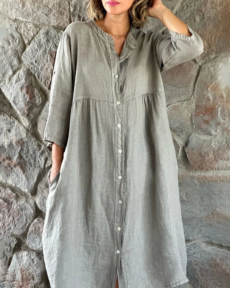 ROBE CHEMISE AMPLE EN COTON ET LIN