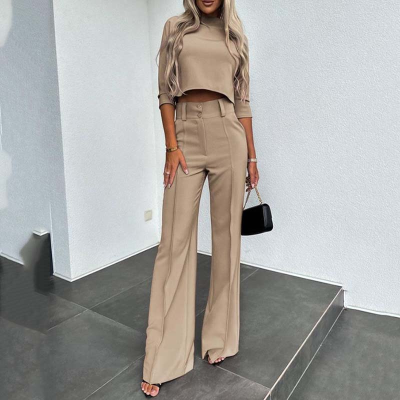 👚 Ensemble Femme Top Court & Pantalon Large – Élégant, Confortable & Tendance 👖