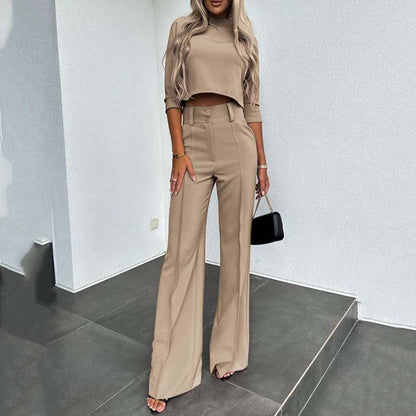 👚 Ensemble Femme Top Court & Pantalon Large – Élégant, Confortable & Tendance 👖