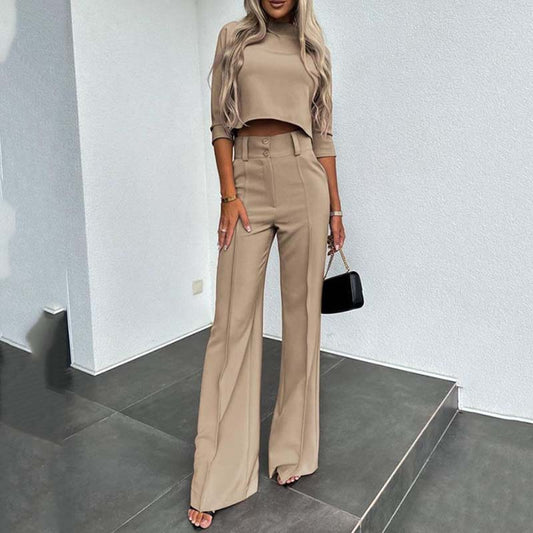 👚 Ensemble Femme Top Court & Pantalon Large – Élégant, Confortable & Tendance 👖