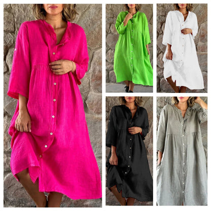 ROBE CHEMISE AMPLE EN COTON ET LIN