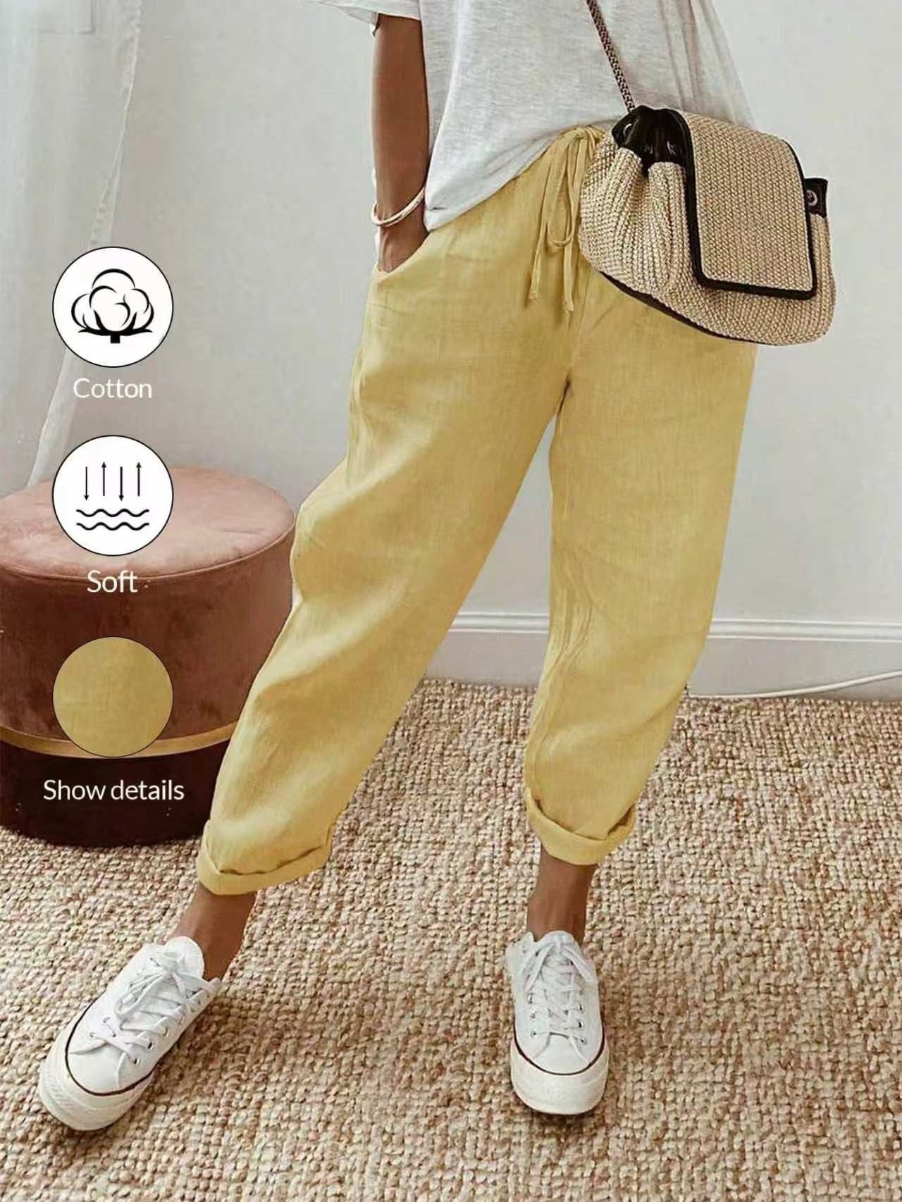 💕49% DE RÉDUCTION💕Pantalon décontracté en coton et lin pour femme
