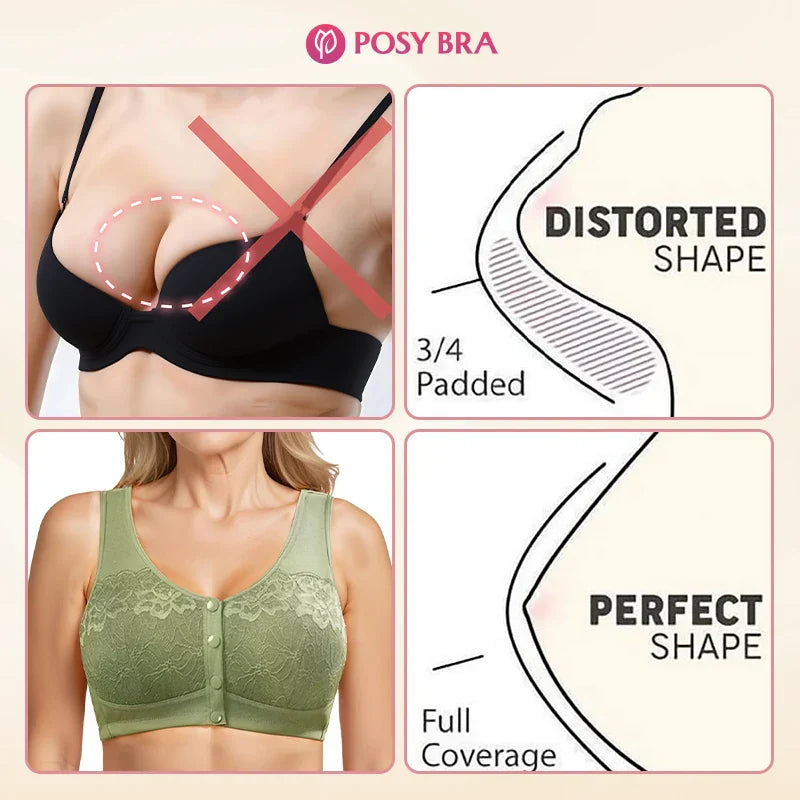 Soutien-gorge galbant sans fil confortable avec boutons sur le devant