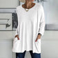 T-shirt ample à manches longues et col rond pour femme, en coton