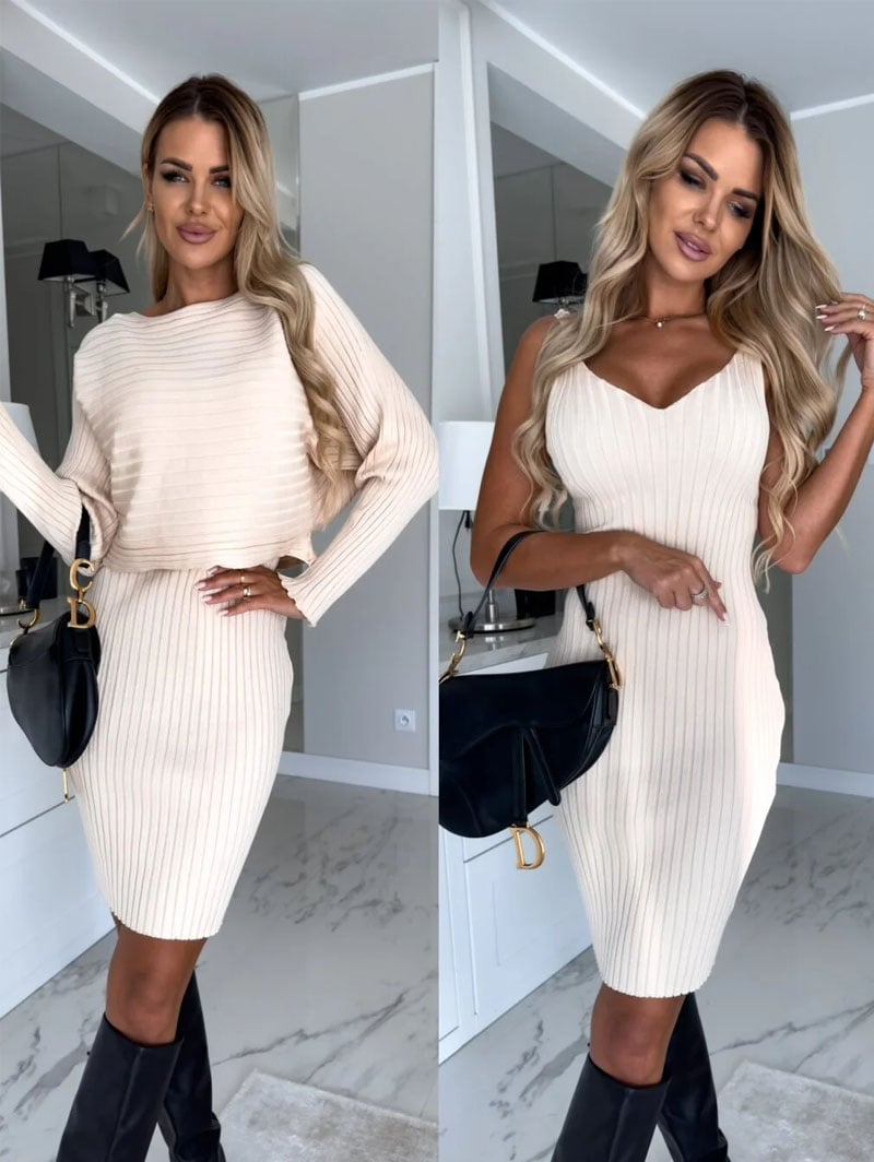 🌷👗Ensemble pull tricoté et robe d'été