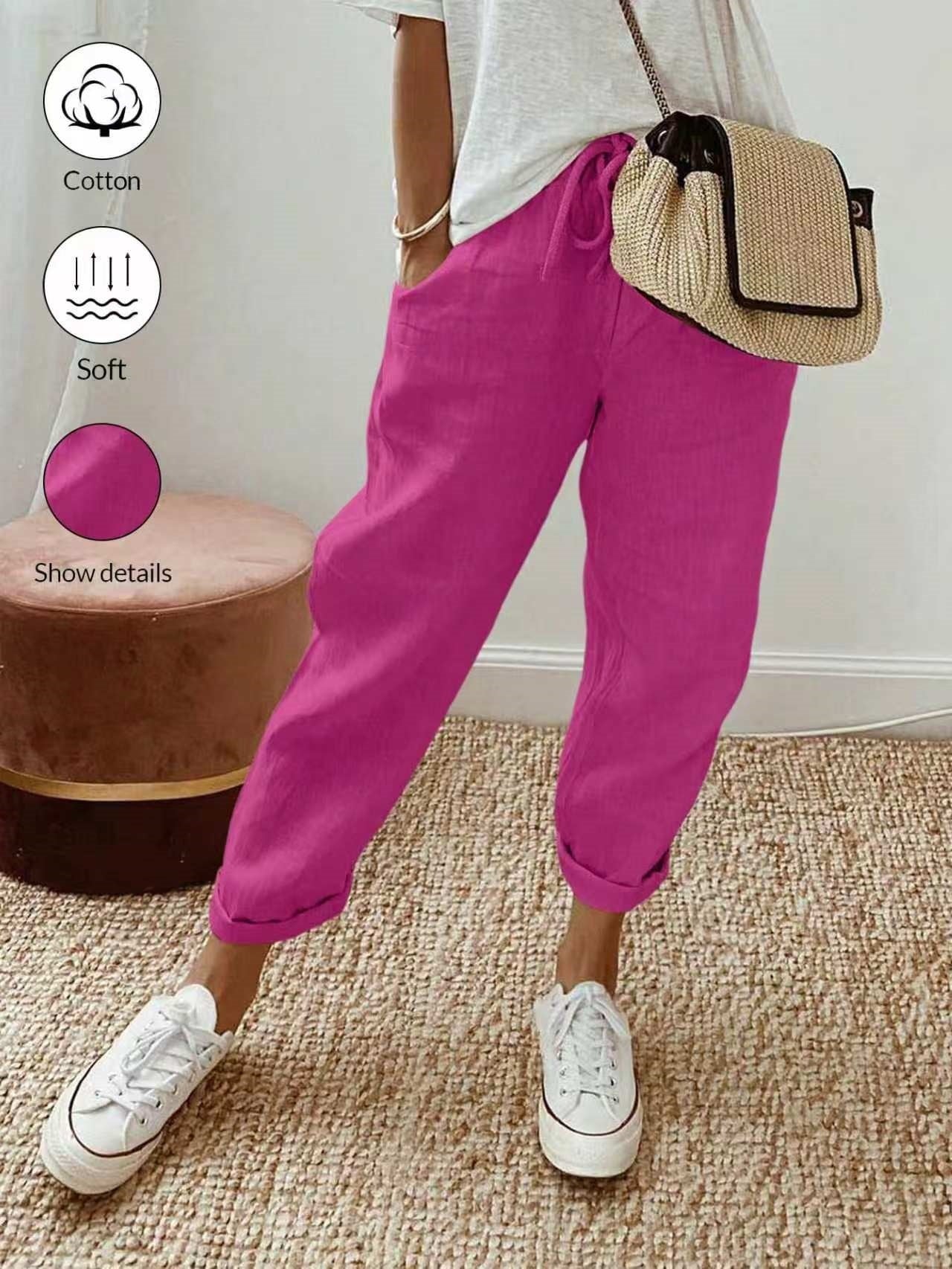 💕49% DE RÉDUCTION💕Pantalon décontracté en coton et lin pour femme