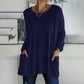 T-shirt ample à manches longues et col rond pour femme, en coton