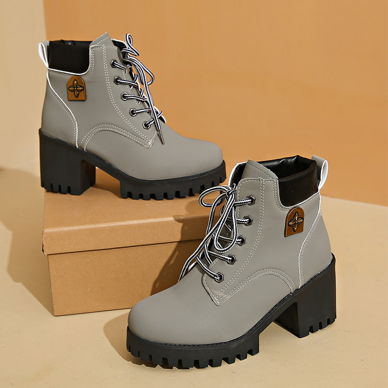 🔥【35-42】 👢✨Nouveauté automne 2025 : bottines pour femmes à talons épais et compensés — modèle rétro à lacets