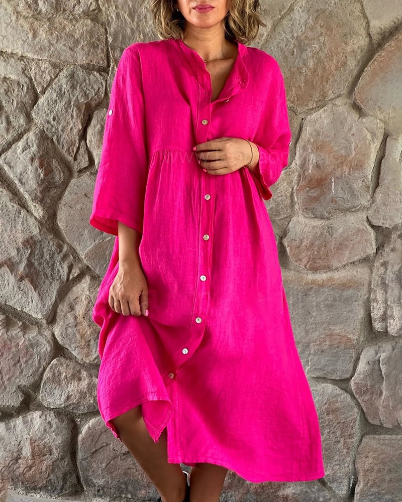 ROBE CHEMISE AMPLE EN COTON ET LIN