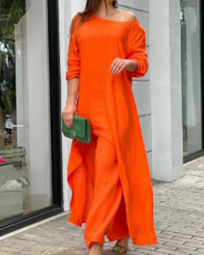 💥 Promotion du dernier jour 49% DE RÉDUCTION 💥💕 Tenue décontractée en lin de couleur unie pour femme💃💃