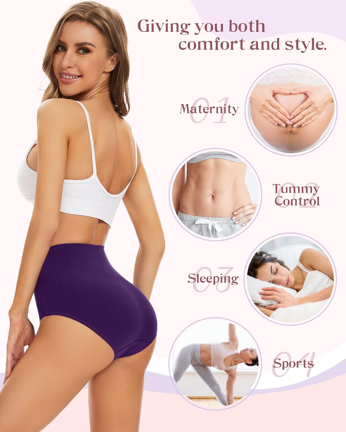 🎁 Achetez 1 et obtenez 5 paquets ✨ Culotte en coton taille haute pour les femmes