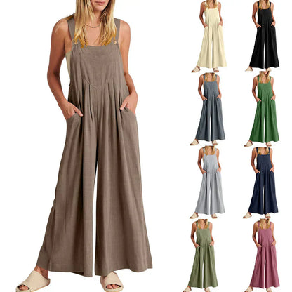 💝 Combinaison sans manches pour femmes avec jambes larges et poches