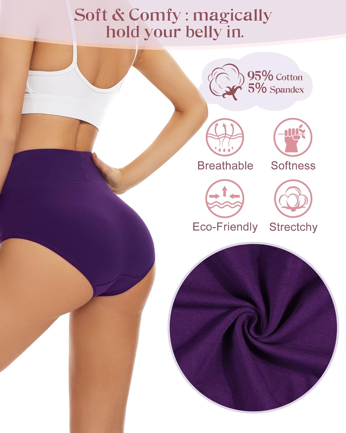 🎁 Achetez 1 et obtenez 5 paquets ✨ Culotte en coton taille haute pour les femmes