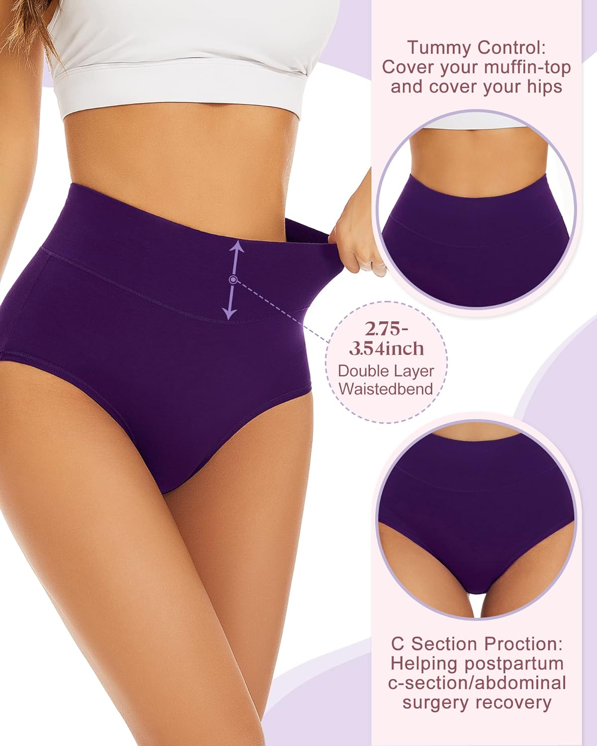 🎁 Achetez 1 et obtenez 5 paquets ✨ Culotte en coton taille haute pour les femmes