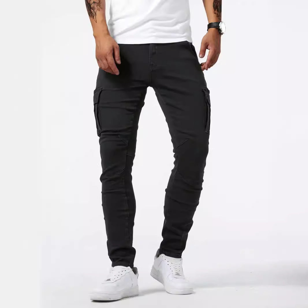 Pantalon cargo en denim stretch