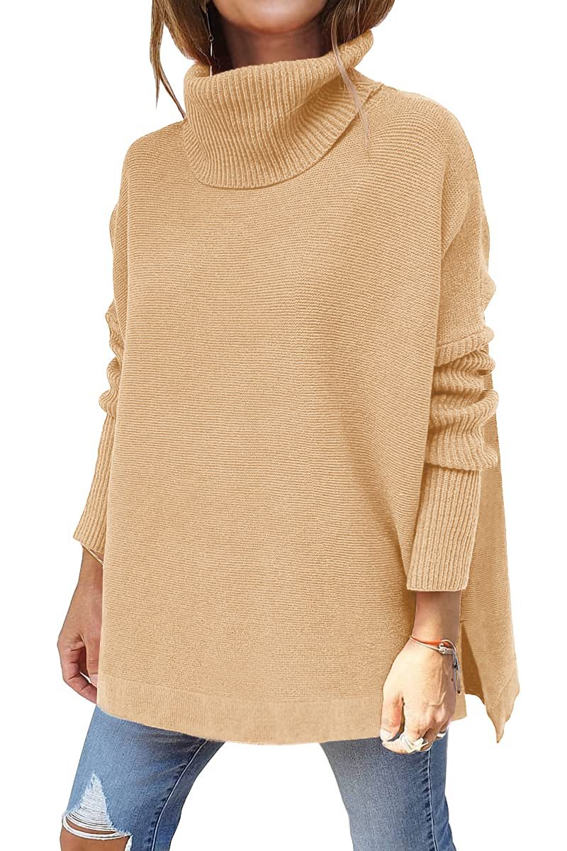🎅Vente de Noël - 49% DE RÉDUCTION🎅Pull grande taille en tricot à col roulé avec ourlet pour femmes