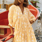 🔥50% DE RÉDUCTION🔥Robe courte d'été tunique florale à col en V et demi-manches