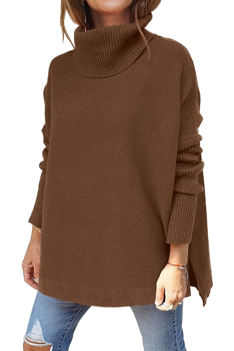🎅Vente de Noël - 49% DE RÉDUCTION🎅Pull grande taille en tricot à col roulé avec ourlet pour femmes