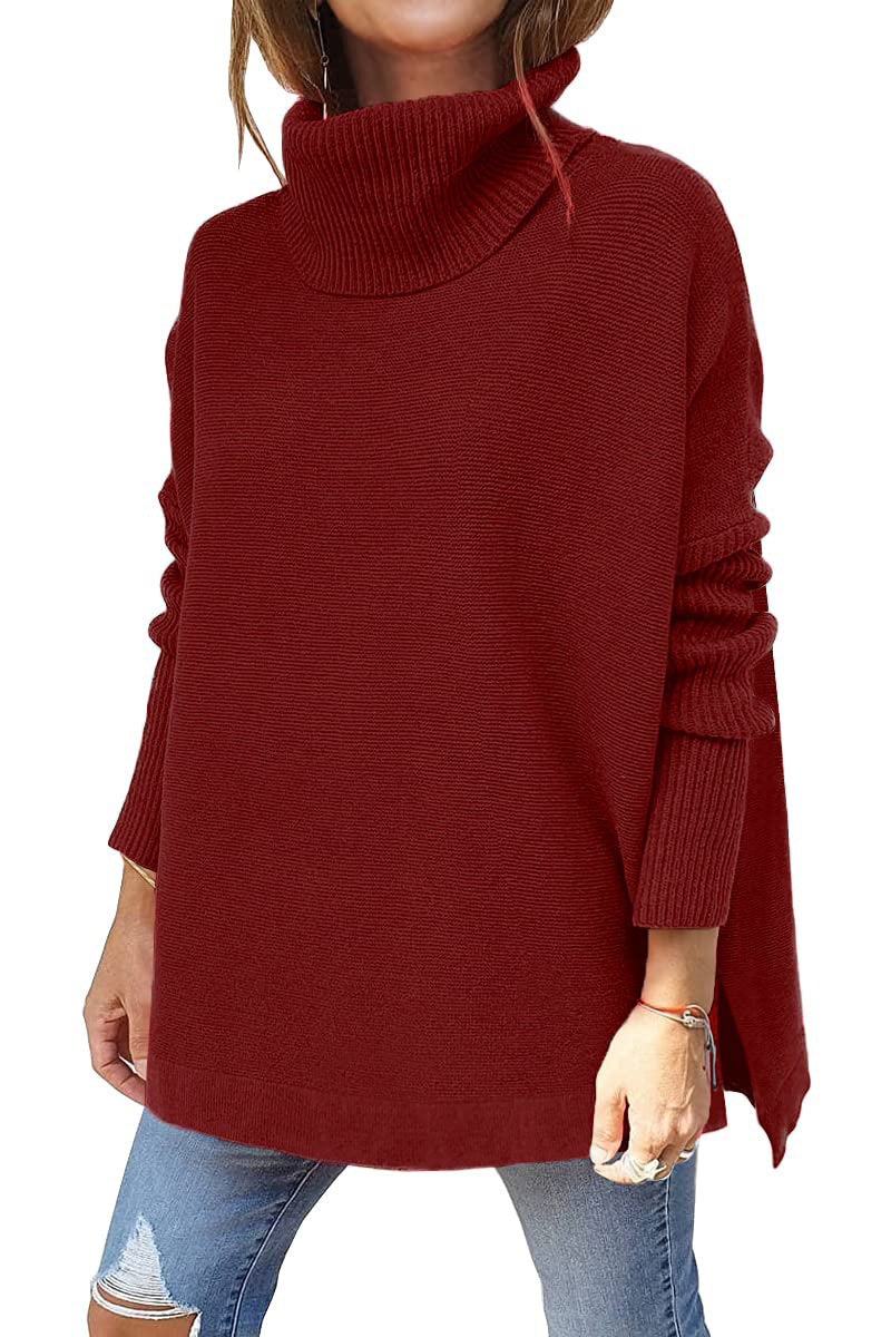 🎅Vente de Noël - 49% DE RÉDUCTION🎅Pull grande taille en tricot à col roulé avec ourlet pour femmes