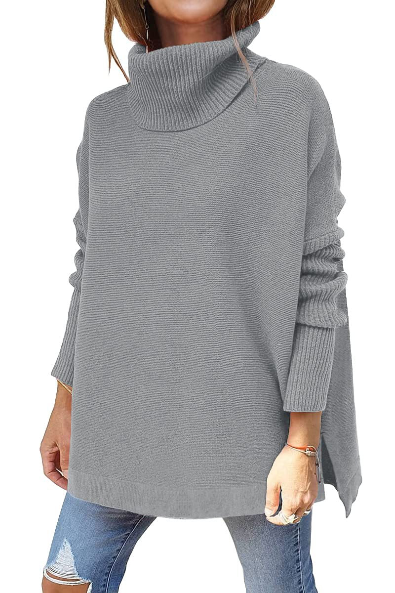 🎅Vente de Noël - 49% DE RÉDUCTION🎅Pull grande taille en tricot à col roulé avec ourlet pour femmes